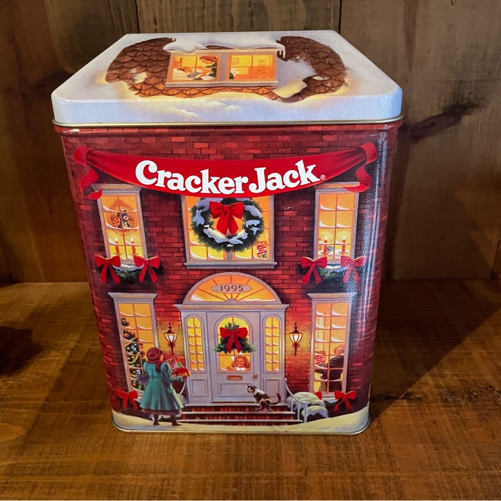 Vintage 1995 Cracker Jack Holiday Village Collectible Limited Edition Tin CLEAN